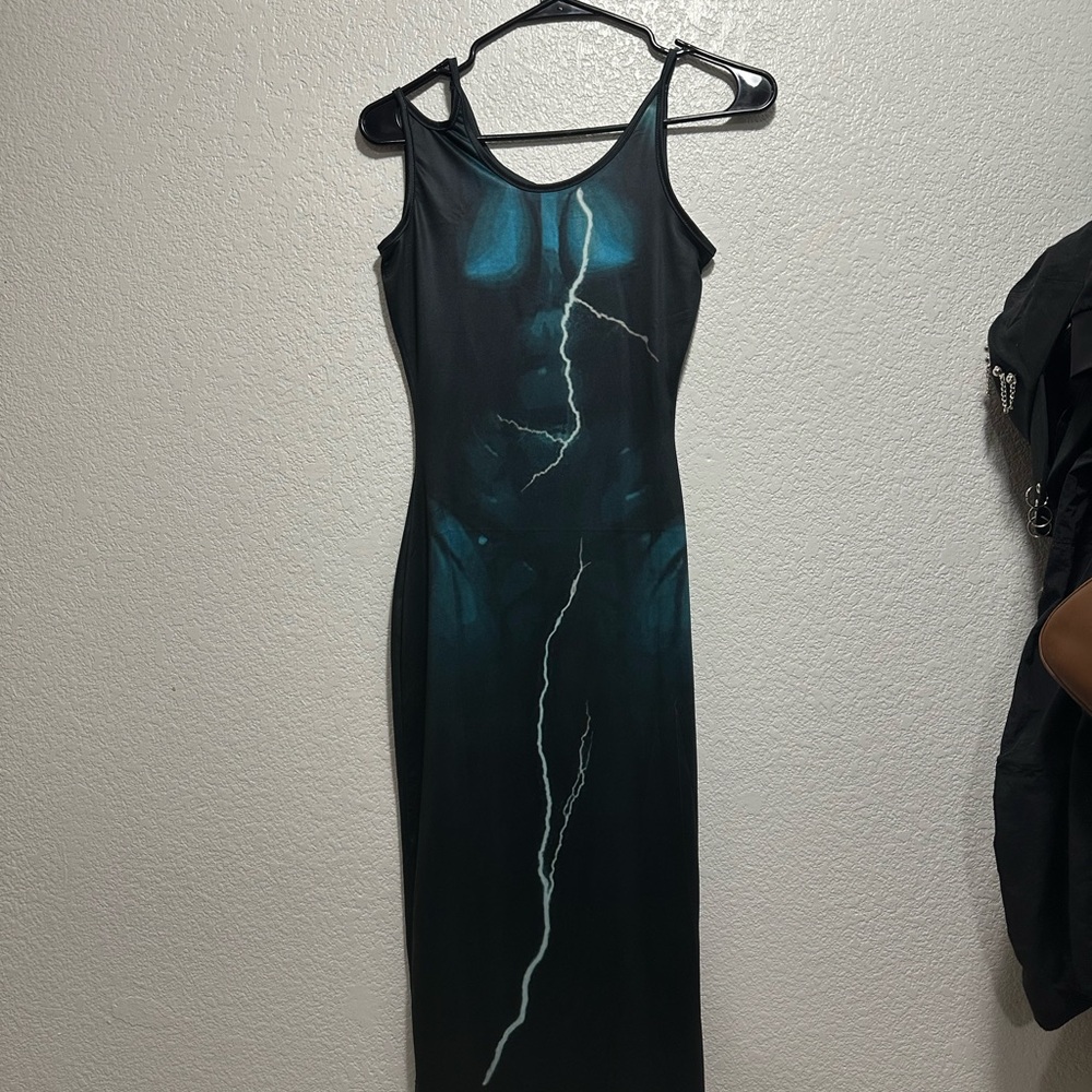 Vintage style Black Lightning-Print Slip Dress new with  tags - Picture 8 of 14
